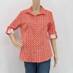 COMO STRECH 3/4 SLEEVE ROLL TAB NOTCH COLLAR BLOUSE
